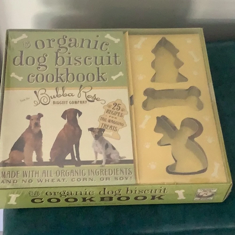 Bubba Rose Organic Dog Biscuit Cookbook with Green Cookie Cutters